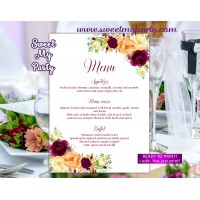 Burgundy orange menu cards, Orange Yellow Menu cards,(107aw)